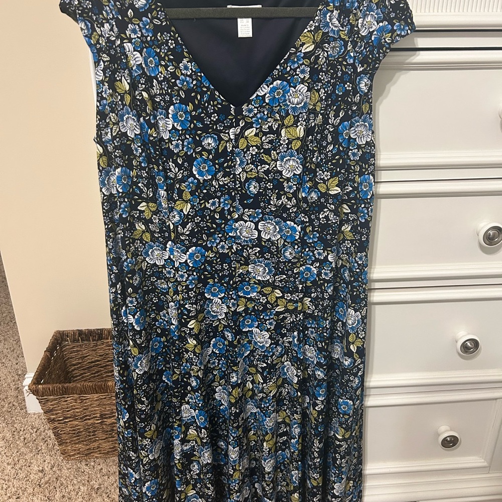 London Times Blue and Green Floral Maxi Dress